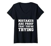Women's Mistakes are Proof That You're Trying Growth Mindset Vintage V-Neck T-Shirt