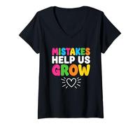 Womens Mistakes Help Us Grow Positive Quote V-Neck T-Shirt