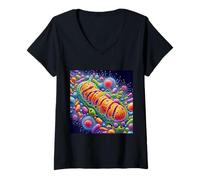 Womens Mitochondria Cellular Biology Energy ATP V-Neck T-Shirt