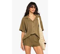 Womens Mix And Match Crochet Textured Patterned Knitted Shirt - Green - 12, Green