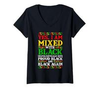 Women's Mixed Black African Juneteenth Proud Black History Month V-Neck T-Shirt