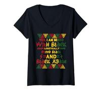 Women's Mixed Black African Juneteenth Proud Black History Month V-Neck T-Shirt