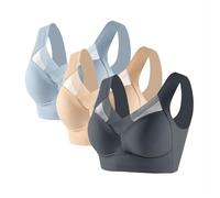 Women's Mixed-Colour Bra 3 Pcs Non Wired Crossover Bras for Women Soft Comfort-Everyday Bras Full Coverage Breathable Push Up Sports Bra Stretch Nude Bralette Back Support Sleep Gym Tops