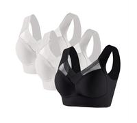 Women's Mixed-Colour Bra 3 Pcs Non Wired Crossover Bras for Women Soft Comfort-Everyday Bras Full Coverage Breathable Push Up Sports Bra Stretch Nude Bralette Back Support Sleep Gym Tops
