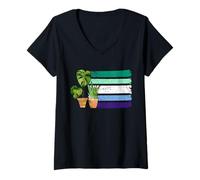 Womens MLM Pride Plants LGBT Gay Male Flag Gardener Gardening V-Neck T-Shirt
