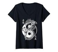 Womens MMA Fighter Dragon Yin Yang Knee Kick Mixed Martial Arts V-Neck T-Shirt