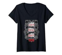 Womens MMA Fighter Mixed Martial Arts Fear None Bruh Fist Skull V-Neck T-Shirt
