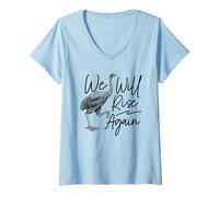 Womens Moa Bird - We Will Rise Again V-Neck T-Shirt
