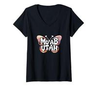 Womens Moab Butterfly - Utah Desert City Name Word Art V-Neck T-Shirt