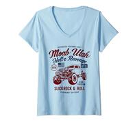 Womens Moab Utah Hells Revenge 4x4 Vintage Distressed Style Design V-Neck T-Shirt