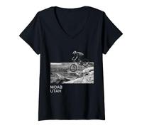 Women's Moab Utah Mountain Bike MTB Biking Biker V-Neck T-Shirt