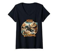 Womens Moab Utah Rodeo Cowboy Horse V-Neck T-Shirt