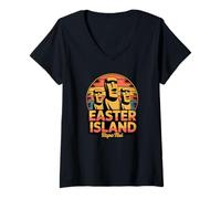 Women's Moai Statue Easter Island V-Neck T-Shirt