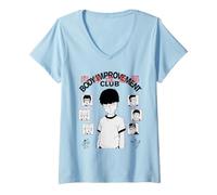Women's Mob Psycho 100 Body Improvement Club Collage Anime V-Neck T-Shirt