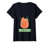Women's Mocktail State Mind Citrus Sober Non-Alcoholic Drink V-Neck T-Shirt