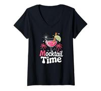 Womens Mocktail Time Tropical Alcohol Free Party V-Neck T-Shirt
