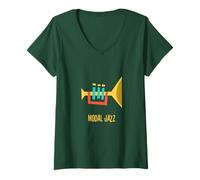 Womens Modal Jazz - Vintage Jazz Trumpet Music V-Neck T-Shirt
