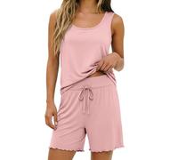 Womens Modal Loungewear Set Sleeveless Tank Top & Frill Edge Drawstring High Waist Shorts Plus Size Breathable Gym Wear Women's Set Summer Outfits Streetwear Trendy 2026 Size 4XL