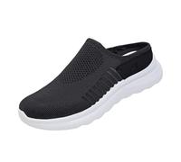 Women's Modern Backless Knit Mules Casual Slip On Sneakers Open Back Walking Shoes for Shopping Errands Relaxed