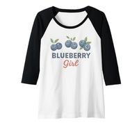 Womens Modern Blueberry Girl Fruit Lover Aesthetic Design Raglan Baseball Tee