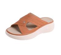 Women's Modern Cutout Platform Slide Sandals Cross Strap Open Toe Thick Sole Comfort Shoes for Walking Travel Park Everyday Use Orange 6.0