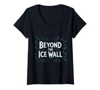 Womens Modern Flat Earth Beliefs The World Beyond The Ice Wall V-Neck T-Shirt