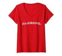 Womens Modern Retro Alabama Distressed Style Print V-Neck T-Shirt