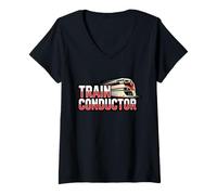 Women's Modern Train Conductor High Speed Rail Design V-Neck T-Shirt