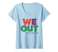 Womens Modern Tribute to Harriet Tubman with Colorful Typography V-Neck T-Shirt