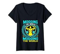 Women's Mogging The World Mogging Gym King Emblem V-Neck T-Shirt