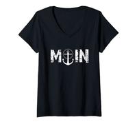 Womens Moin Anchor Baltic Sea North Sea Coast Gift V-Neck T-Shirt