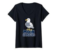 Women's Moin Hamburg Seagull Coastal Humor Design V-Neck T-Shirt