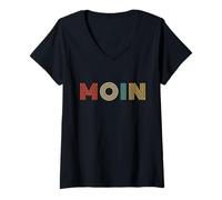 Womens MOIN RETRO Vintage for All North German Saying V-Neck T-Shirt