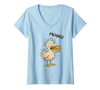 Womens Moins Crazy Seagull with Chips in Beak North Sea V-Neck T-Shirt