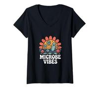 Womens Molecular Biology Microbe Vibes T-Shirt V-Neck T-Shirt