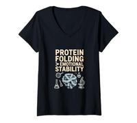 Womens Molecular Biology Protein Folding Science Humor Vintage Art V-Neck T-Shirt