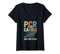 Womens Molecular Biology Retro PCR Funny Science Humor DNA V-Neck T-Shirt