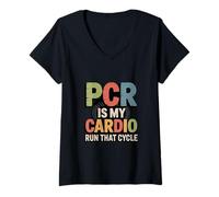 Womens Molecular Biology Retro PCR Funny Science Humor DNA V-Neck T-Shirt