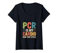 Womens Molecular Biology Retro PCR Funny Science Humor DNA V-Neck T-Shirt