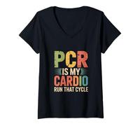 Womens Molecular Biology Retro PCR Funny Science Humor DNA V-Neck T-Shirt