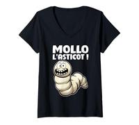 Womens Mollo L'Asticot! | Calm Expression Zen Quote V-Neck T-Shirt