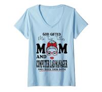 Women's Mom and Computer Lab Manager Mothers Day Double Blessing V-Neck T-Shirt