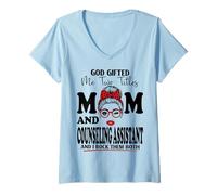 Women's Mom and Counseling Assistant Mothers Day Double Blessing V-Neck T-Shirt