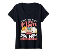 Womens Mom and Dog Mom Rock Them Both Cute V-Neck T-Shirt
