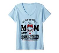 Women's Mom and E-Learning Instructor Mothers Day Double Blessing V-Neck T-Shirt