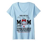 Women's Mom and Exceptional Needs Assistant Blessed Mothers Day V-Neck T-Shirt