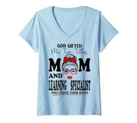 Women's Mom and Learning Specialist Mothers Day Double Blessing V-Neck T-Shirt