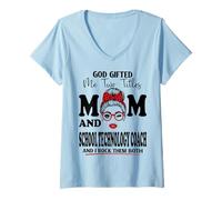 Women's Mom and School Technology Coach Mothers Day Double Blessing V-Neck T-Shirt