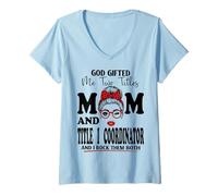 Women's Mom and Title I Coordinator Mothers Day Double Blessing V-Neck T-Shirt