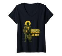 Womens Mom Bible Verse Resurrected Redeemed Ready Catholic Dad V-Neck T-Shirt
